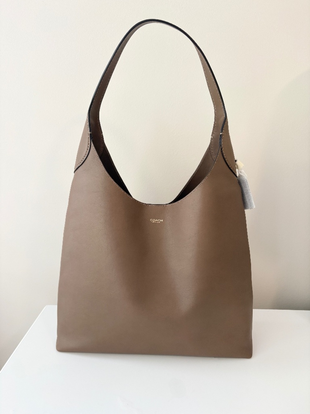 NWT Coach Brooklyn Shoulder Bag 39 Dark Stone Grain Leather CU044